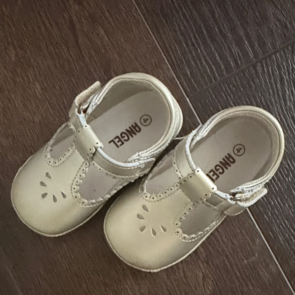 Angel Metallic Gold T-Strap Mary Jane Kids Dress Shoes